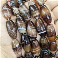 Coffee Striped Agate Barrel Beads Smooth, approx 15-30mm