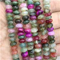 Natural Agate Rondelle Beads Dye Multicolor, approx 5x8mm
