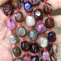 Natural Agate Freeform Beads Dye Multicolor, approx 12x15mm