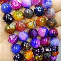 Natural Agate Beads Mixed Color Dye Smooth Round, approx 14mm dia