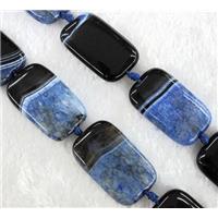 blue druzy agate stone beads, rectangle, approx 25x40mm