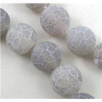 grey frosted Crackle Agate Beads, round, 8mm dia, approx 50pcs per st