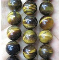 natural yellow Tiger eye stone beads, round, AB grade, approx 10mm dia, AB grade