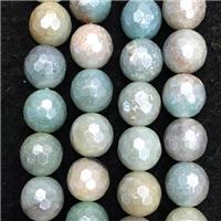 Amazonite stone bead, faceted round, AB color, approx 8mm dia