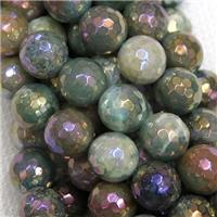 natural Indian Agate Beads, faceted round, AB color electroplated, approx 8mm dia