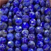blue Lapis Lazuli Beads, faceted coin, approx 6mm dia