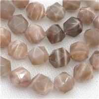 Moonstone Beads, faceted round, starcut, approx 12mm dia
