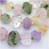 mix Gemstone nugget beads, faceted freeform, approx 12-18mm