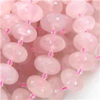 Rose Quartz Beads, faceted rondelle, approx 12-20mm