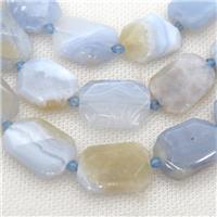 blue Lace Agate Beads, faceted rectangle, approx 13-20mm