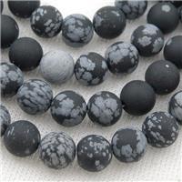 round black Snowflake Jasper Beads, matte, approx 6mm dia