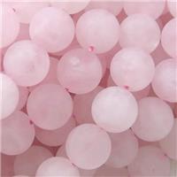 round pink Rose Quartz Beads, matte, approx 10mm dia