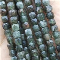 green Rutilated Quartz Beads, faceted cube, approx 4.5mm
