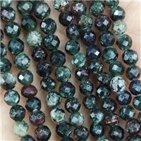 Green Charoite Beads Faceted Round, approx 2mm dia