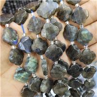 Labradorite Clover Beads, approx 17mm, 19pcs per st