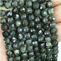 Natural Canadian Chrysoprase Beads Green Faceted Cube, approx 7-8mm