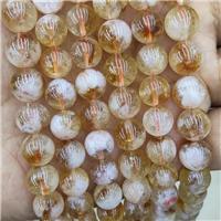 Natural Citrine Beads Yellow Smooth Round B-Grade, approx 6mm dia