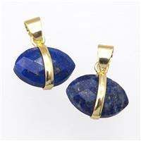 blue Lapis Lazuli pendant, faceted oval, approx 10-15mm