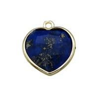 blue Lapis Lazuli heart pendant, gold plated, approx 17mm