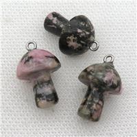 pink Rhodonite mushroom pendant, approx 15-20mm