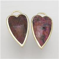 red Rhodonite arrowhead pendant gold plated, approx 20-35mm