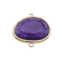 Purple Jade Connector Dye Oval Gold Plated, approx 18-22mm