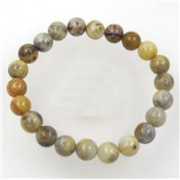 round Yellow Crazy Agate bead bracelet, stretchy, approx 8mm, 60mm dia