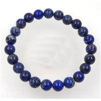 round blue Lapis Lazuli bead bracelet, stretchy, approx 8mm, 60mm dia