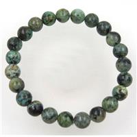 green African Turquoise beads bracelet, round, stretchy, approx 8mm, 60mm dia