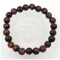 Red Tiger Eye stone bead bracelet, round, stretchy, approx 8mm, 60mm dia