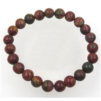 red Picasso Jasper Beads bracelet, round, stretchy, approx 8mm, 60mm dia