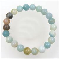 Chinese Amazonite bead bracelet, round, stretchy, approx 8mm, 60mm dia