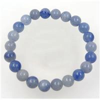 Blue Aventurine bead bracelet, round, stretchy, approx 8mm, 60mm dia