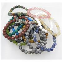 mixed gemstone bead bracelet, round, stretchy, approx 8mm, 60mm dia
