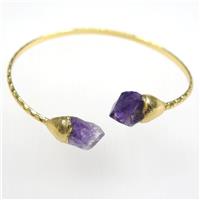 Amethyst bangle, gold plated, approx 50-65mm dia