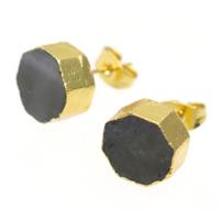 labradorite earring studs, gold plated, approx 10mm dia