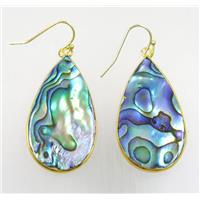 Abalone Shell Earring, teardrop, gold plated, approx 22-40mm