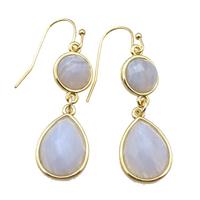 Blue Lace Agate hook Earring, gold plated, approx 13-40mm