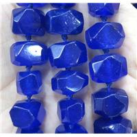 blue jade nugget beads, faceted freeform, dye, approx 15-20mm