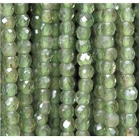 tiny green Peridot beads, faceted round, approx 3mm dia