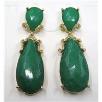green Jade teardrop earring, approx 10x14mm, 15x30mm