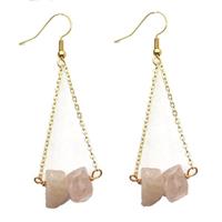 Pink Strawberry Quartz Hook Earring Gold Plated, approx 10-14mm