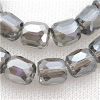 gray Crystal Glass Beads, faceted barrel, approx 10mm, 50pcs per st