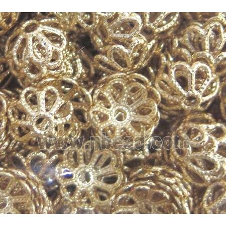 colorfast beadcaps, copper, gold plated
