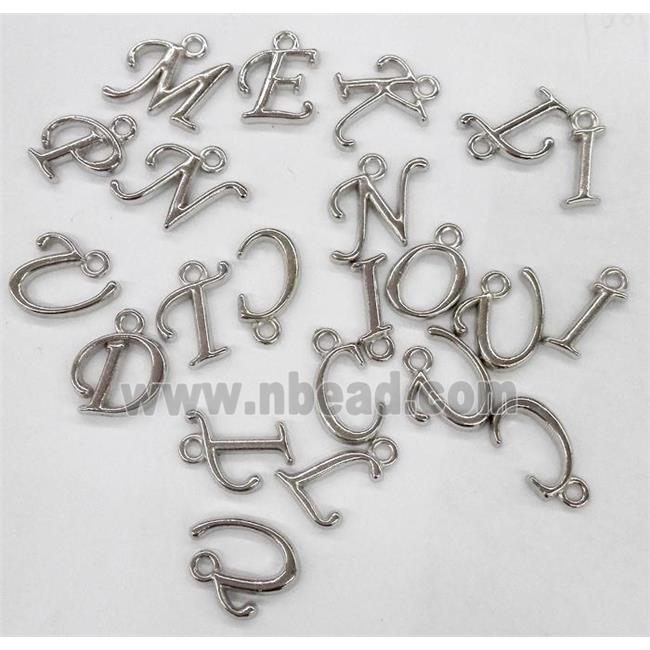 alphabet pendant, mixed letter, platinum plated