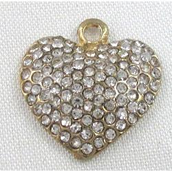 alloy heart pendant with rhinestone, gold