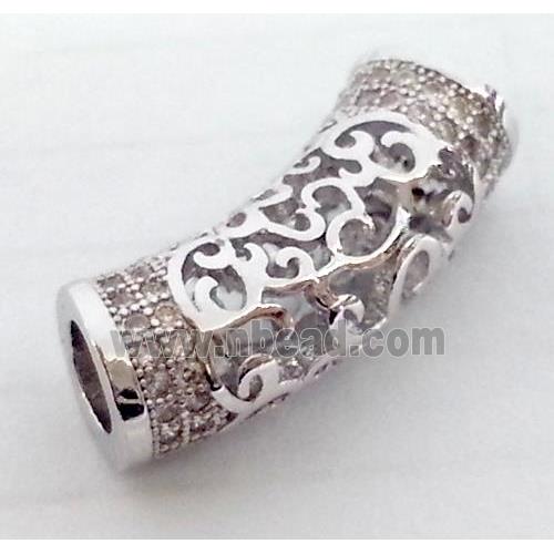 Zircon, bracelet bar, copper tube, platinum plated