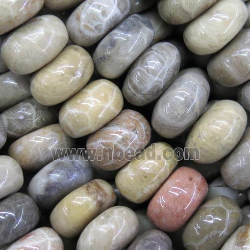 Coral Fossil Jasper Beads, chrysanthemum, rondelle