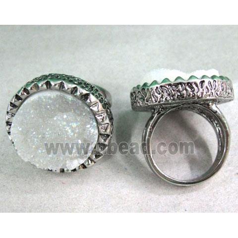 white druzy agate ring