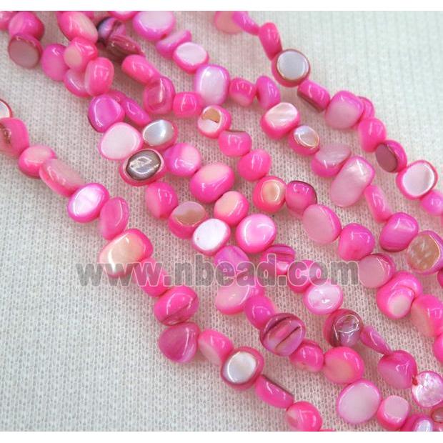 freshwater shell chip beads, freeform, pink